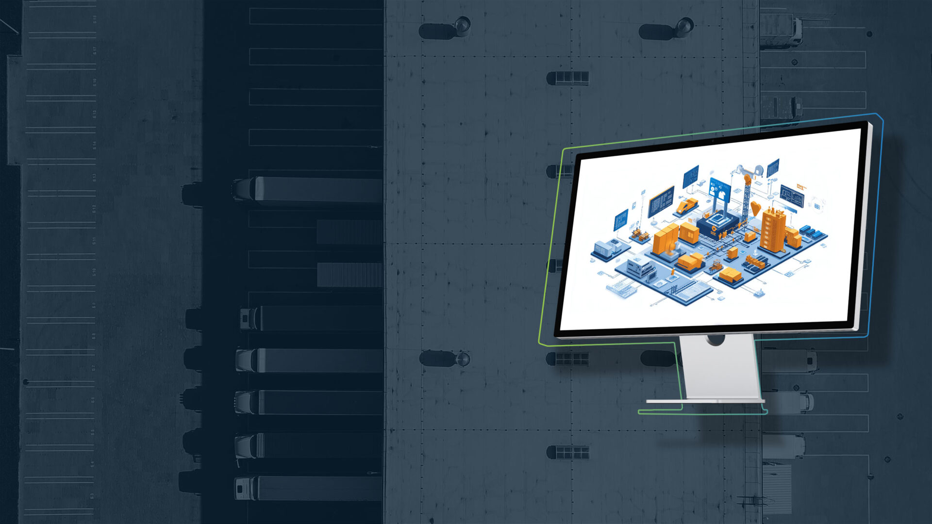 Headerbild zur Seite "SAP digitale Supply Chain": Zeigt einen Bildschirm mit einer Infografik zu SAP digitale Supply Chain.